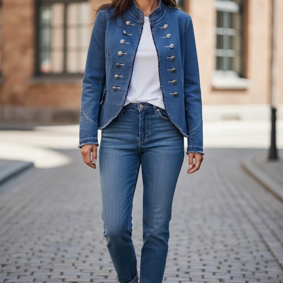 Insight Jackets & Blazers - Insight Blue Military-Style Jacket